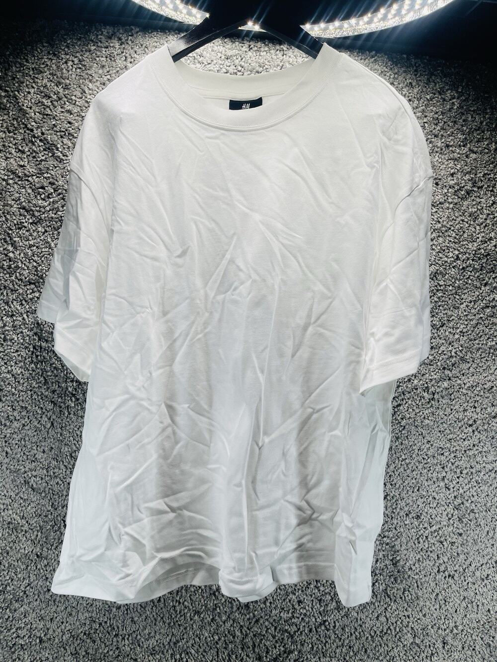 H&M Oversized Fit Crewneck Short Sleeve T Shirt Size XLarge White New With Tags